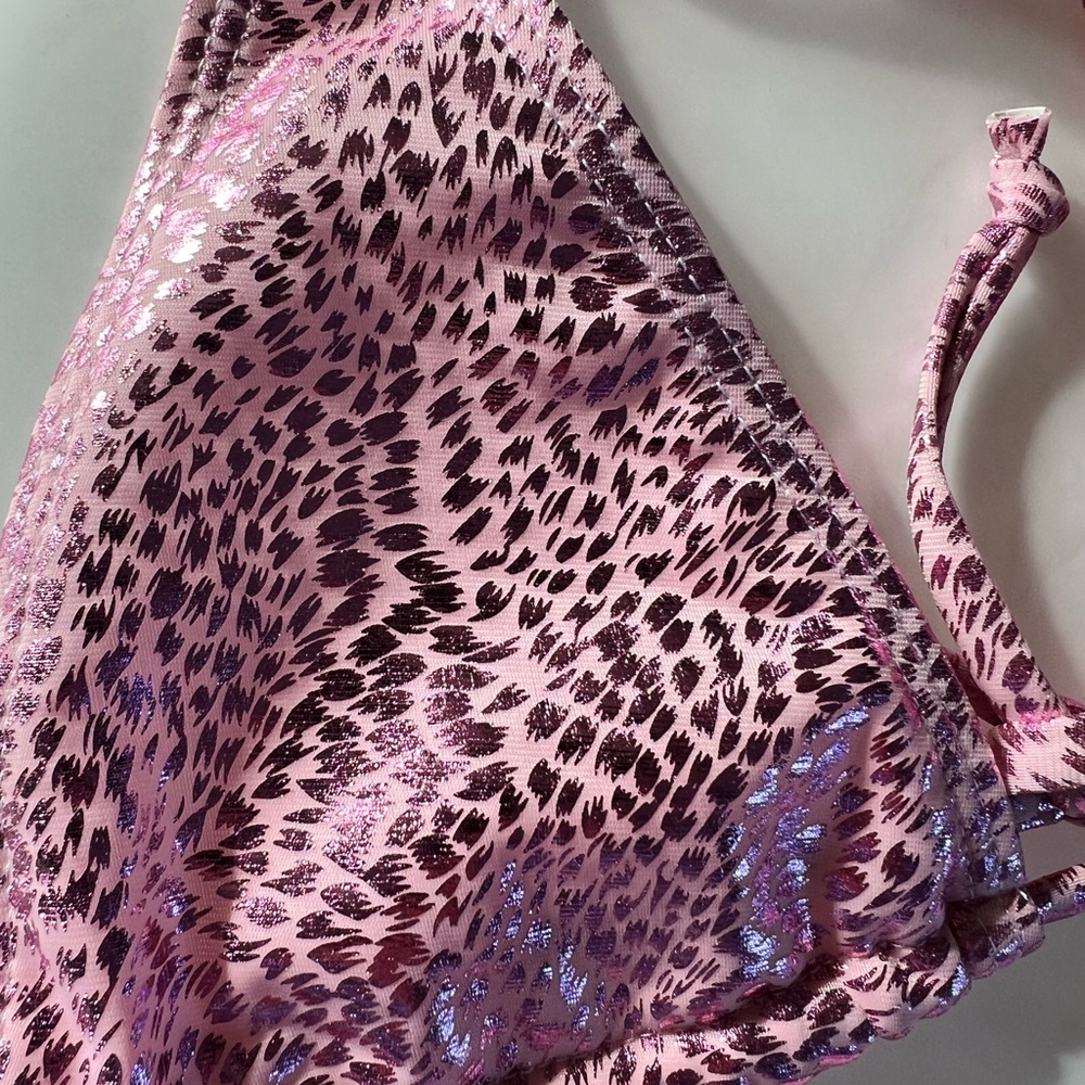 Pink Animal Print Halter Thong Bikini Set - Picture 3 of 10